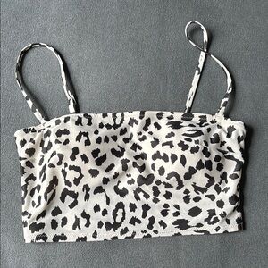 Leopard Print Bandeau Swim Top